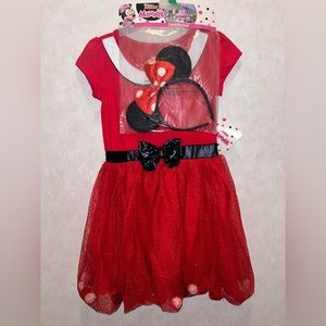 Girl’s Minnie Mouse dress with hand band Sz 5T